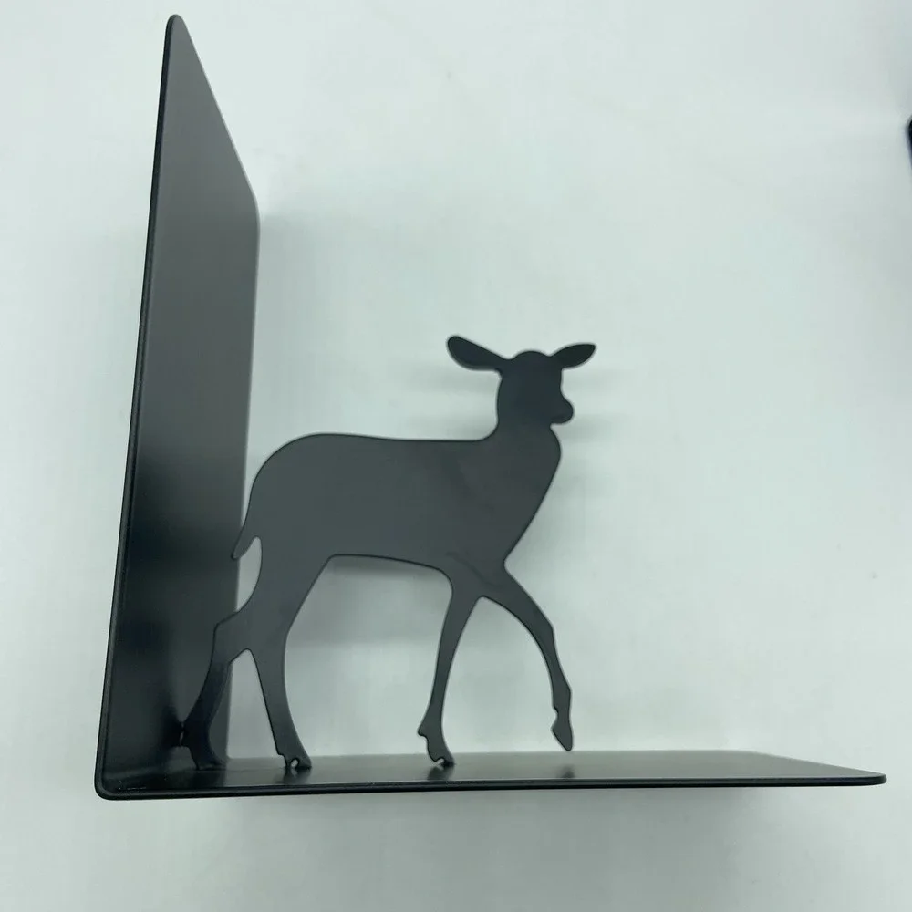 Decorative Buck And Doe Metal Bookends Black Cabincore Man Cave Deer‎